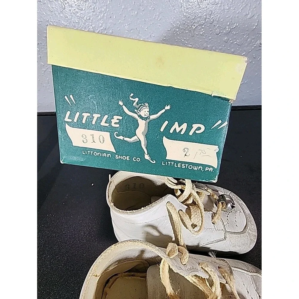 Vintage Little Imp Baby Shoes With Original Box 1947(Printed On‎ Box)